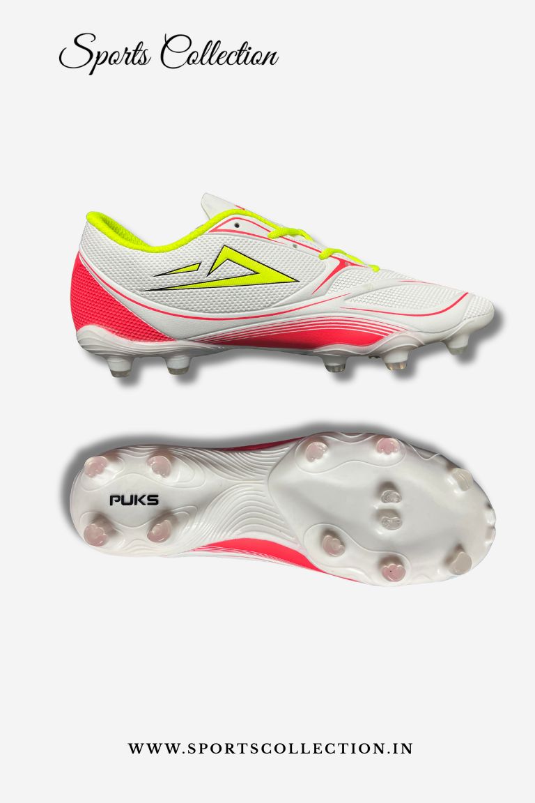 Puks Farewell Men’s FG Football Cleats | High Grip Soccer Boots White Red