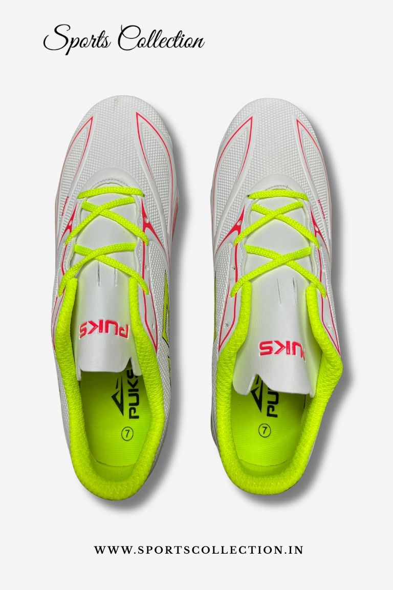 Puks Farewell Men’s FG Football Cleats | High Grip Soccer Boots White Red