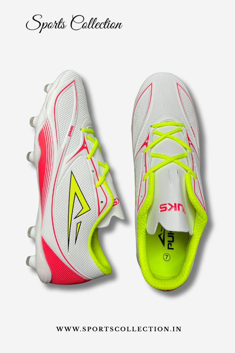 Puks Farewell Men’s FG Football Cleats | High Grip Soccer Boots White Red