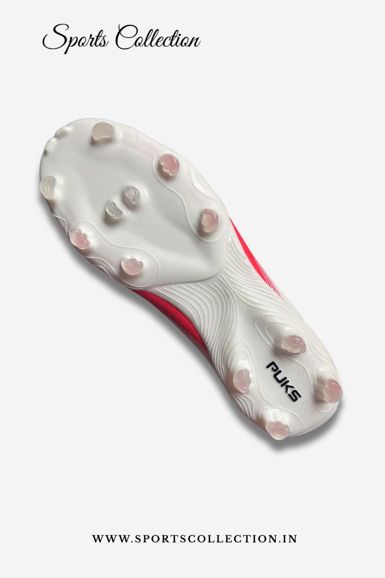 Puks Farewell Men’s FG Football Cleats | High Grip Soccer Boots White Red