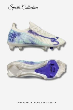 ANZA Phantom Wave FG Football Boots for Men – Lightweight White Blue Soccer Cleats