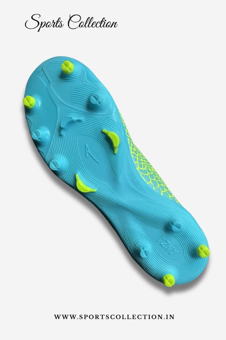 ANZA Piezo Football Boots for Men – Lightweight Firm Ground Soccer Cleats | Cyan & Lime Green FG Shoes