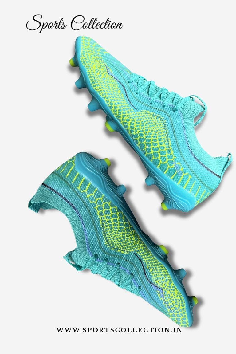 ANZA Piezo Football Boots for Men – Lightweight Firm Ground Soccer Cleats | Cyan & Lime Green FG Shoes