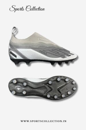 SPIKA Hi Skill Football Boots for Men – Laceless FG Football Shoes Grey White