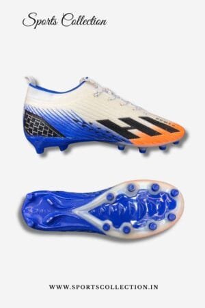SPIKA Hi-Power Football Boots for Men – Lightweight FG Soccer Cleats White Blue Orange