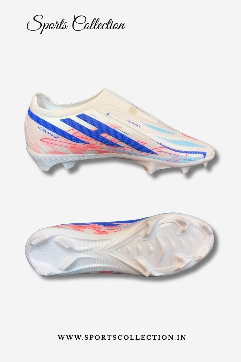 ANZA S50 Hyperfast Haloskin+ Football Boots for Men – Lightweight FG Soccer Cleats White Blue