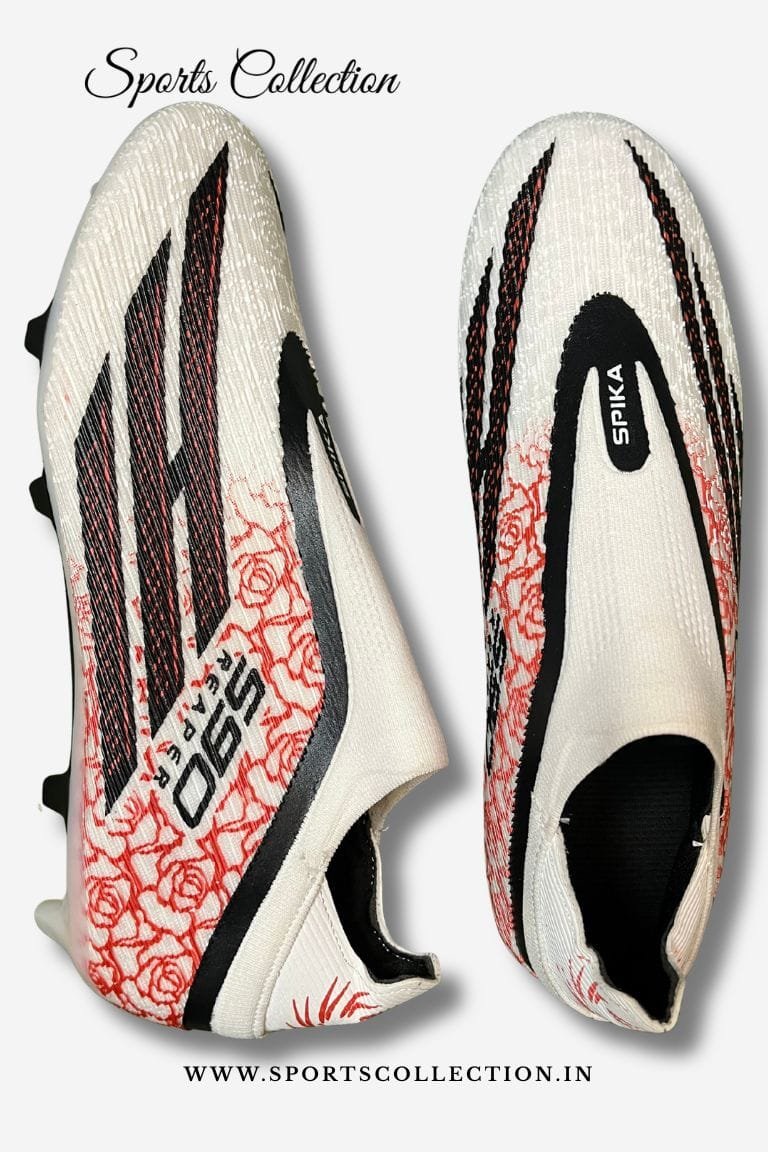 SPIKA S90 Reaper Football Boots for Men – Lightweight FG Football Shoes White Red Rose