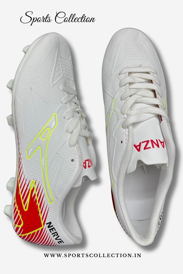 ANZA Nerve Football Boots for Men – Lightweight FG Soccer Cleats White Red