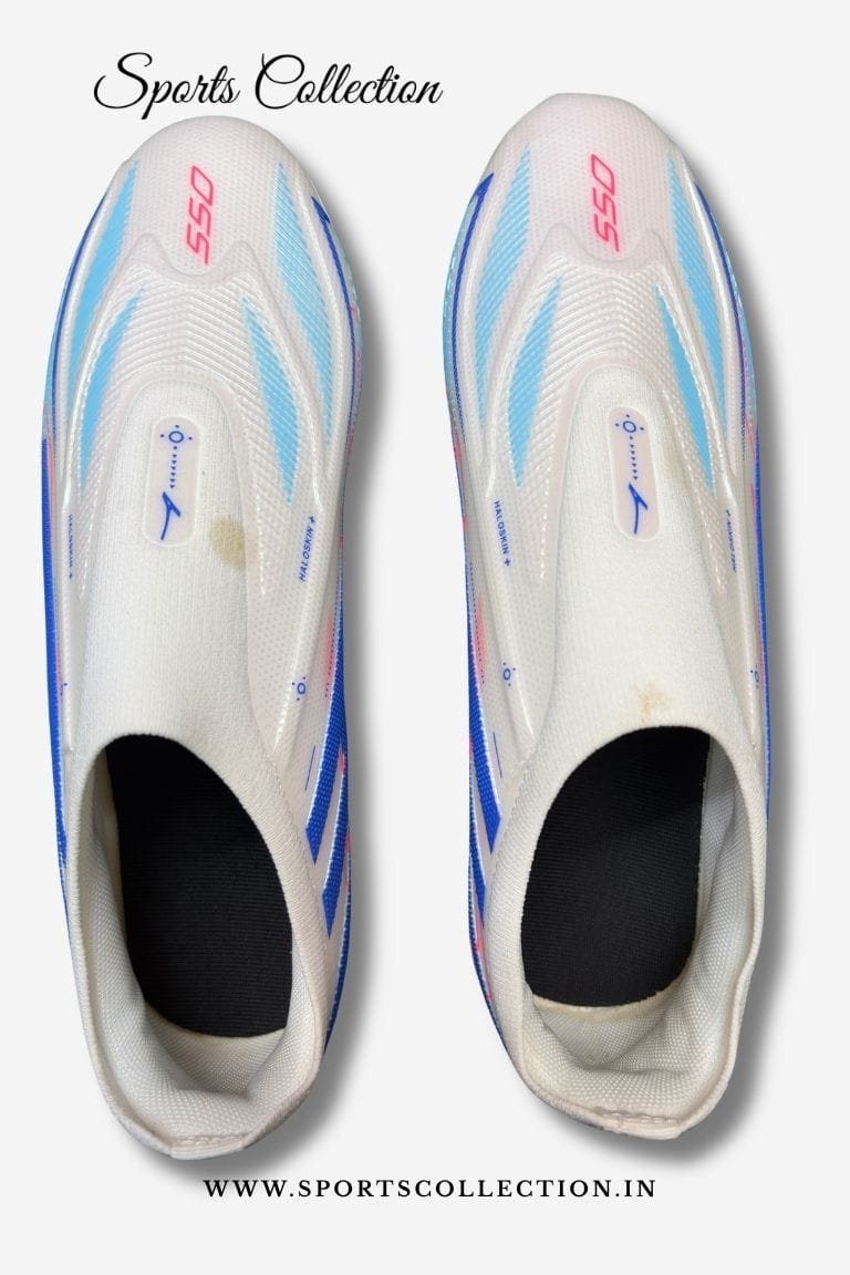 ANZA S50 Hyperfast Haloskin+ Football Boots for Men – Lightweight FG Soccer Cleats White Blue