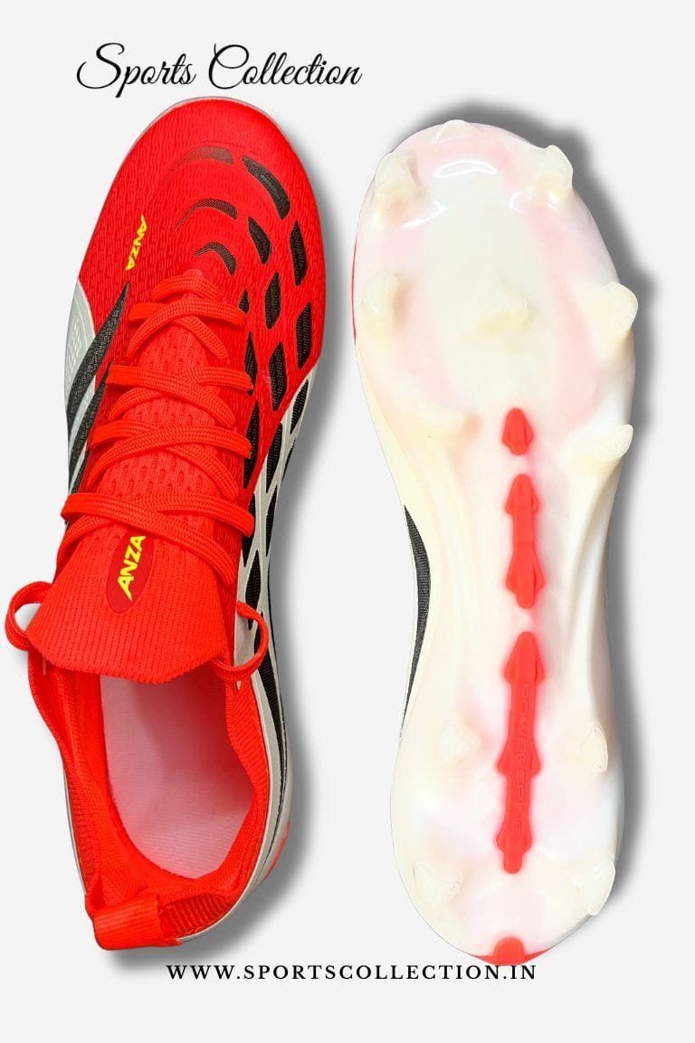 ANZA Predator Style FG Football Boots for Men – Solar Red Match Soccer Shoes
