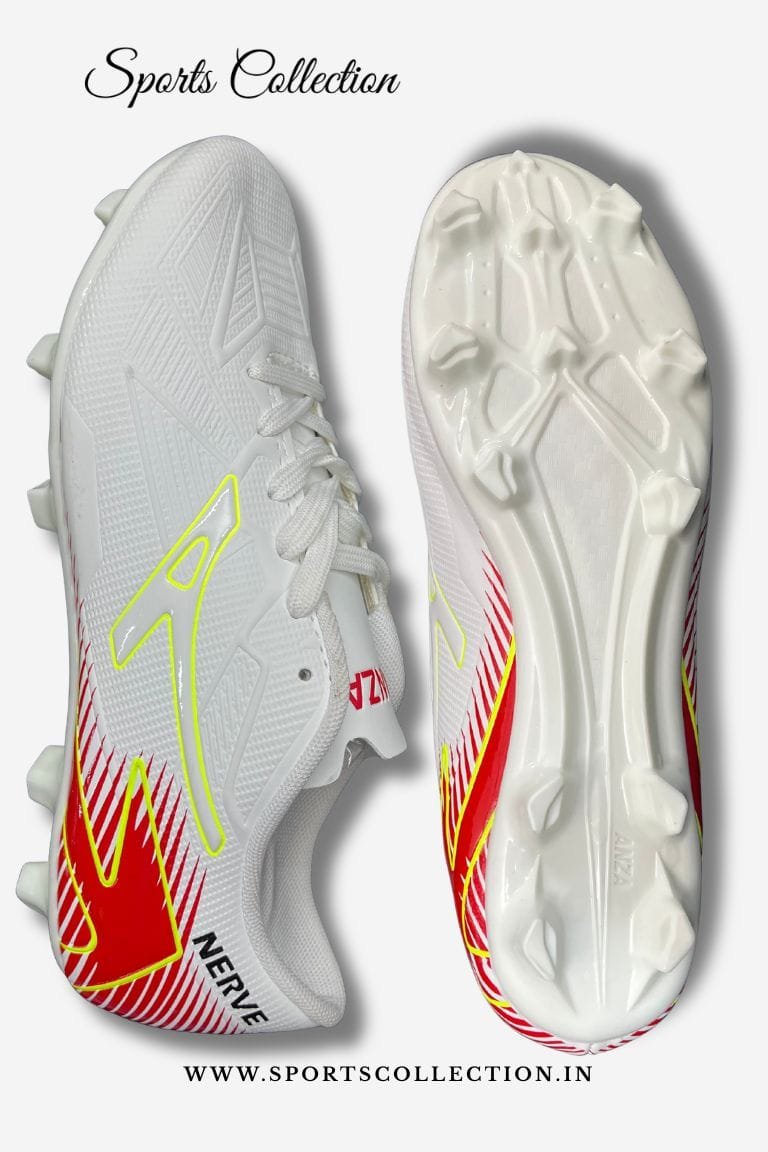 ANZA Nerve Football Boots for Men – Lightweight FG Soccer Cleats White Red