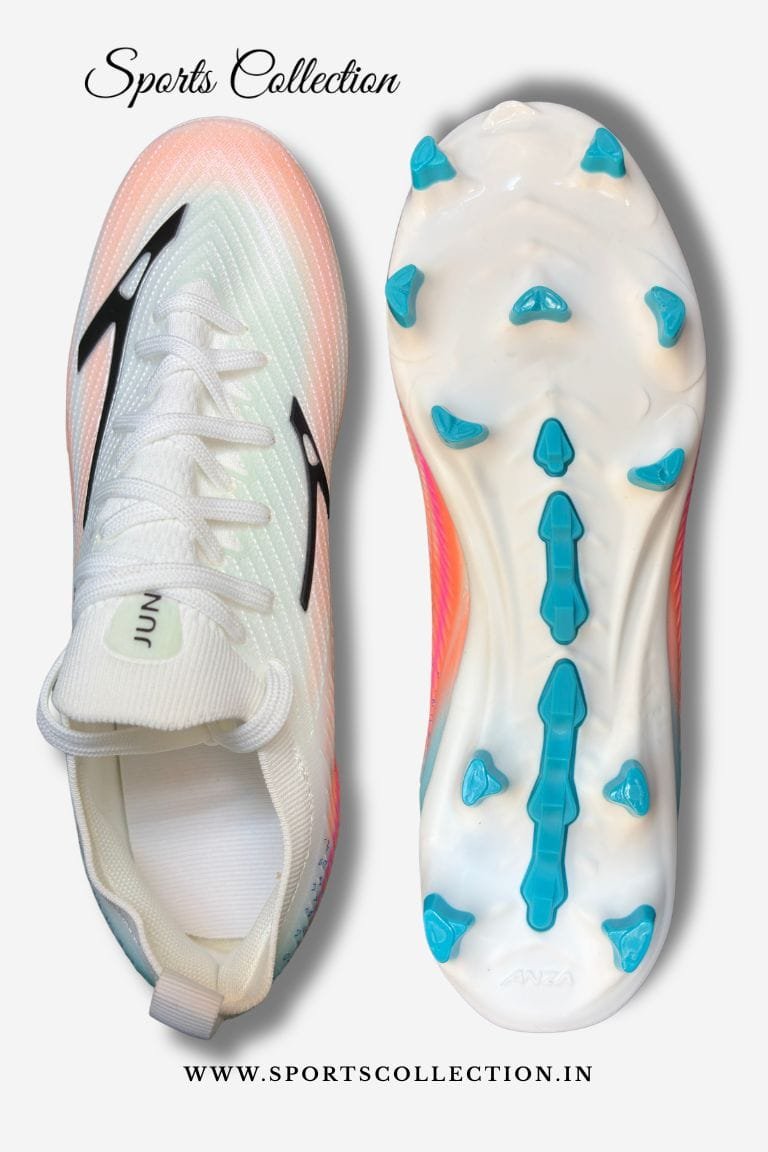 ANZA June Football Boots for Men – Lightweight FG Soccer Cleats White Blue Pink