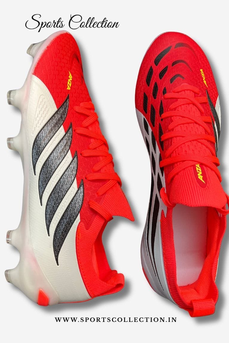 ANZA Predator Style FG Football Boots for Men – Solar Red Match Soccer Shoes
