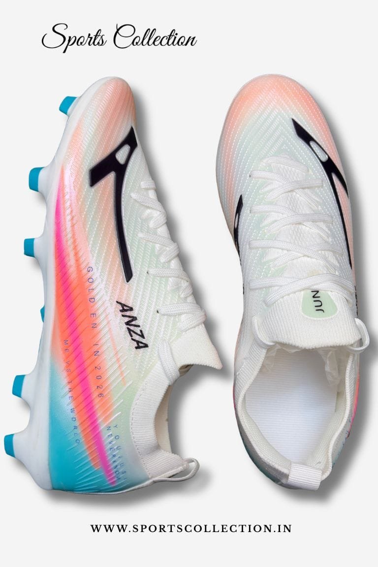 ANZA June Football Boots for Men – Lightweight FG Soccer Cleats White Blue Pink