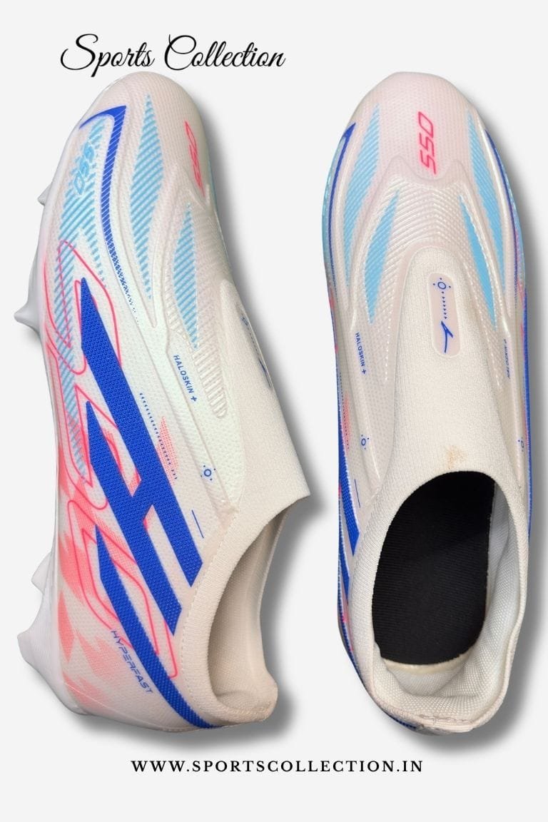 ANZA S50 Hyperfast Haloskin+ Football Boots for Men – Lightweight FG Soccer Cleats White Blue