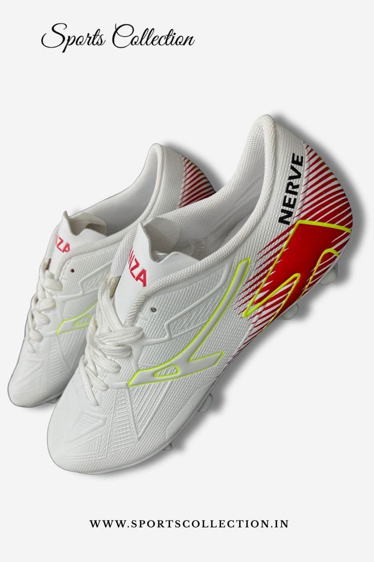 ANZA Nerve Football Boots for Men – Lightweight FG Soccer Cleats White Red