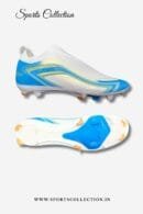 ANZA Vayu Laceless Football Boots for Men – Lightweight FG Soccer Cleats Ivory Blue