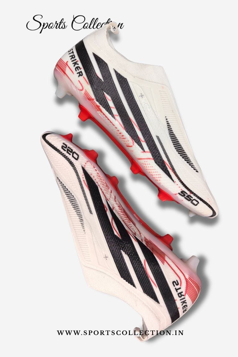 SPIKA S50 Striker Football Boots for Men – Laceless Lightweight FG Soccer Cleats White Black
