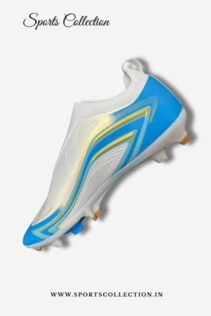 ANZA Vayu Laceless Football Boots for Men – Lightweight FG Soccer Cleats Ivory Blue