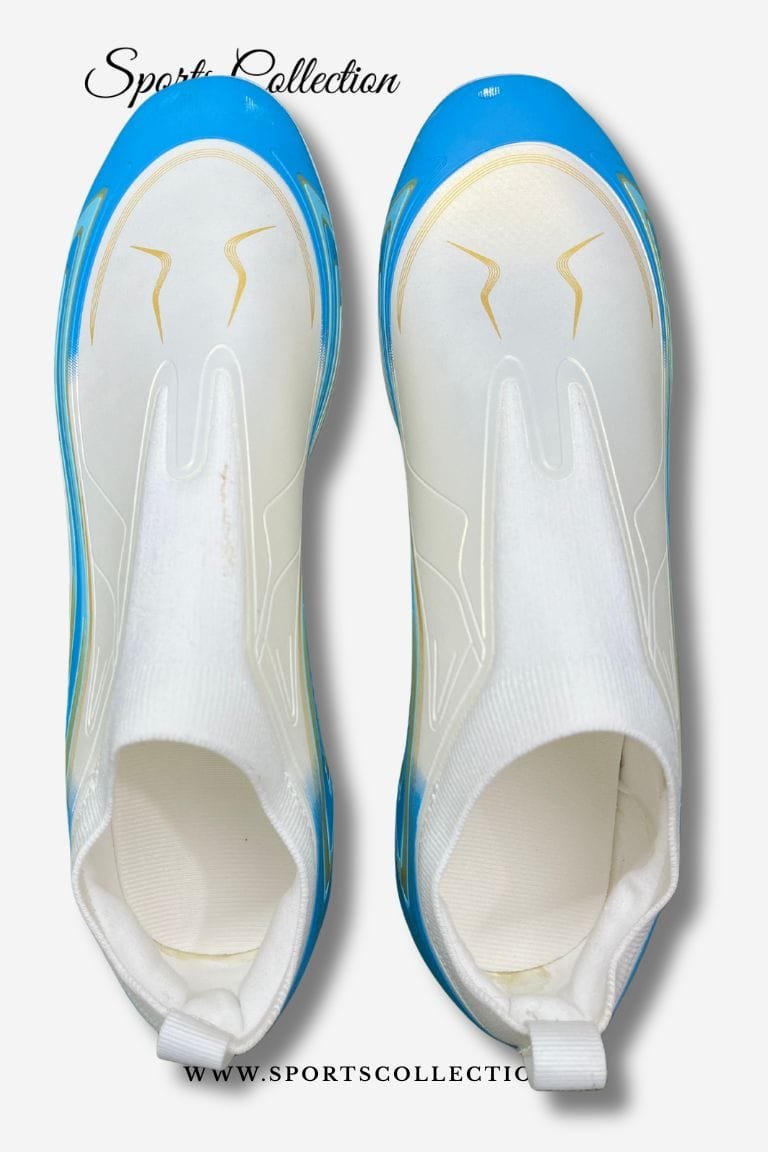 ANZA Vayu Laceless Football Boots for Men – Lightweight FG Soccer Cleats Ivory Blue