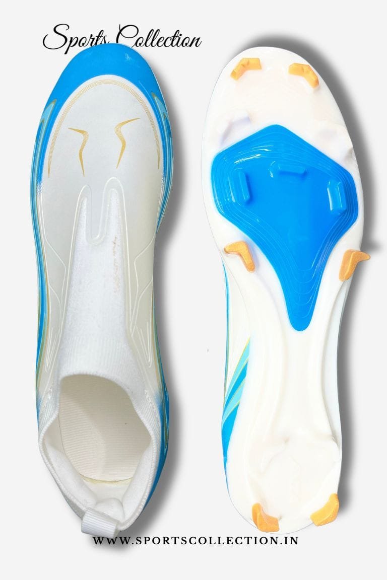 ANZA Vayu Laceless Football Boots for Men – Lightweight FG Soccer Cleats Ivory Blue