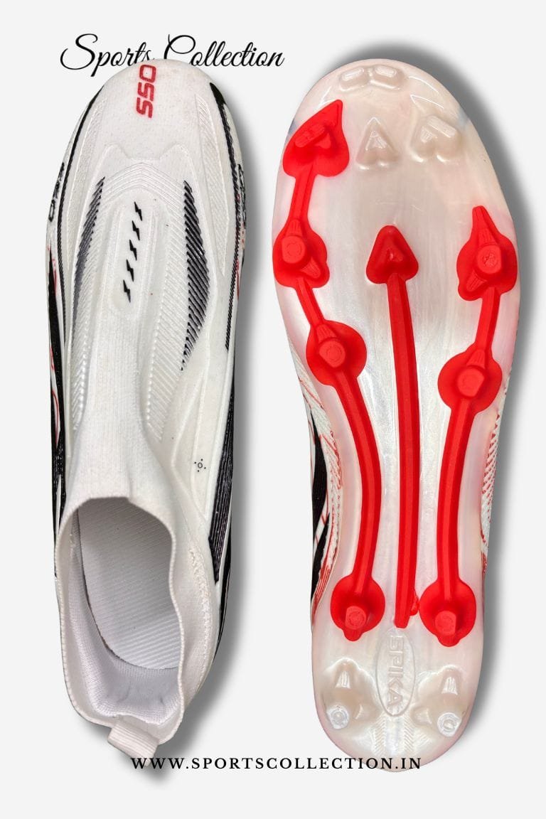 SPIKA S50 Striker Football Boots for Men – Laceless Lightweight FG Soccer Cleats White Black